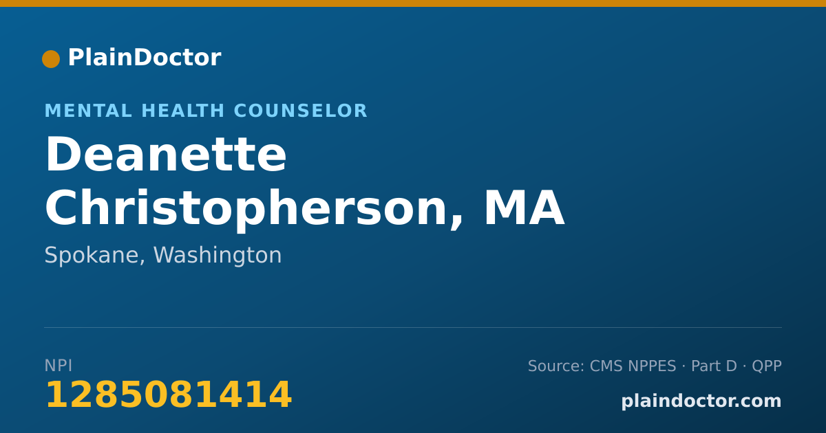 Shareable card for Deanette Christopherson, MA LMHC - Mental Health Counselor, Spokane, WA