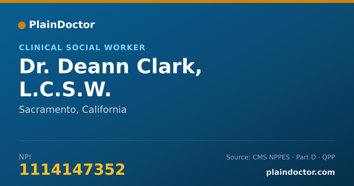 Shareable card for Deann Clark, L.C.S.W. - Clinical Social Worker, Sacramento, CA