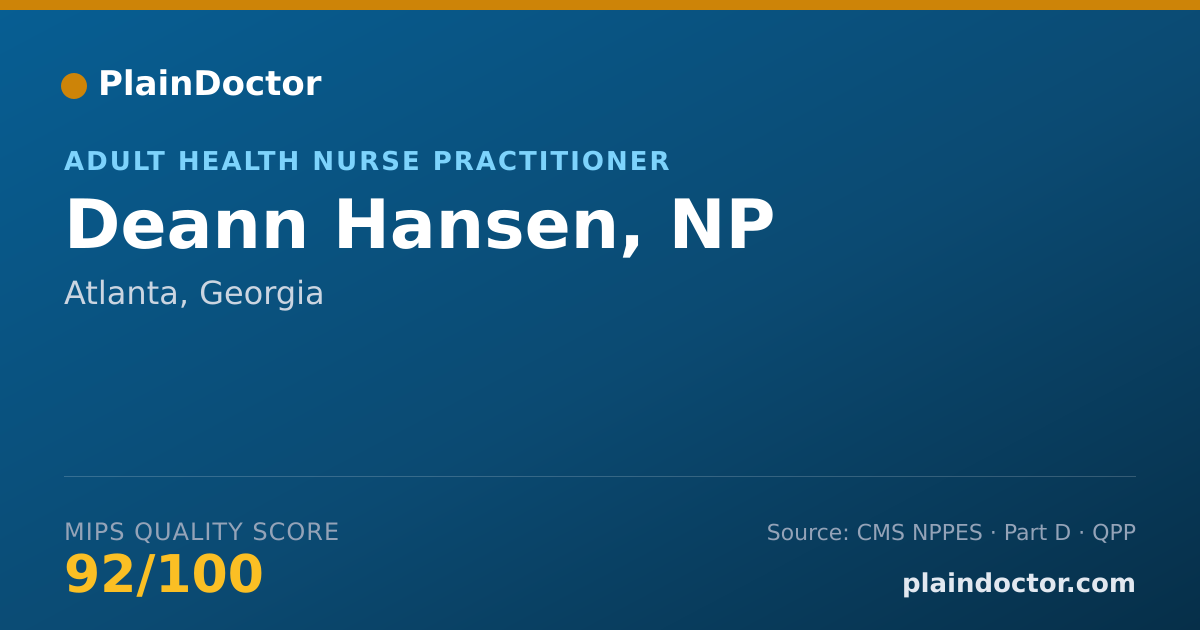 Shareable card for Deann Hansen, NP - Adult Health Nurse Practitioner, Atlanta, GA