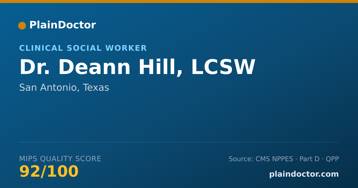 Shareable card for Deann Hill, LCSW - Clinical Social Worker, San Antonio, TX