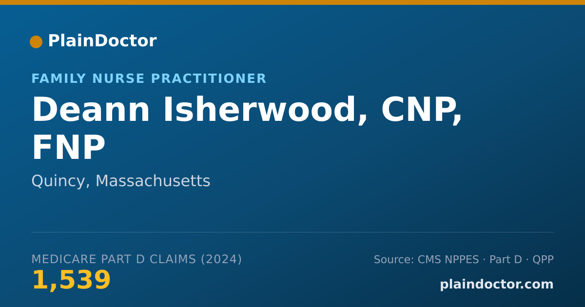 Shareable card for Deann Isherwood, CNP, FNP - Family Nurse Practitioner, Quincy, MA
