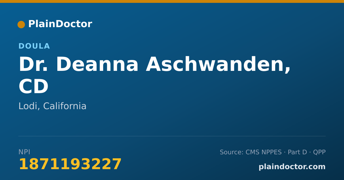 Shareable card for Deanna Aschwanden, CD - Doula, Lodi, CA