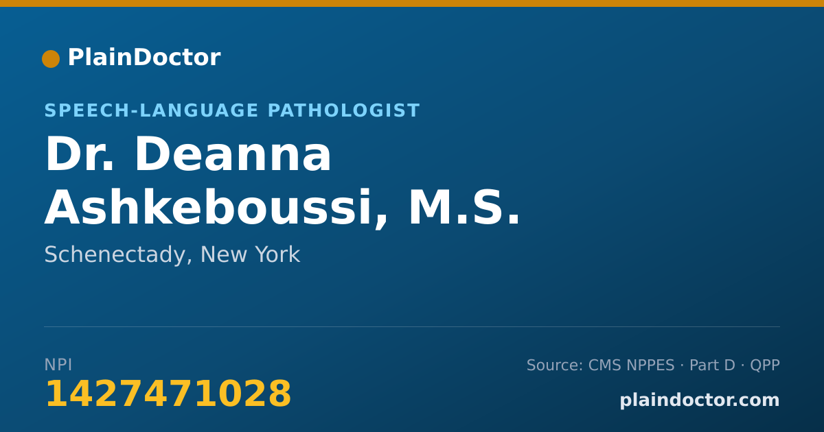 Shareable card for Deanna Ashkeboussi, M.S. - Speech-Language Pathologist, Schenectady, NY