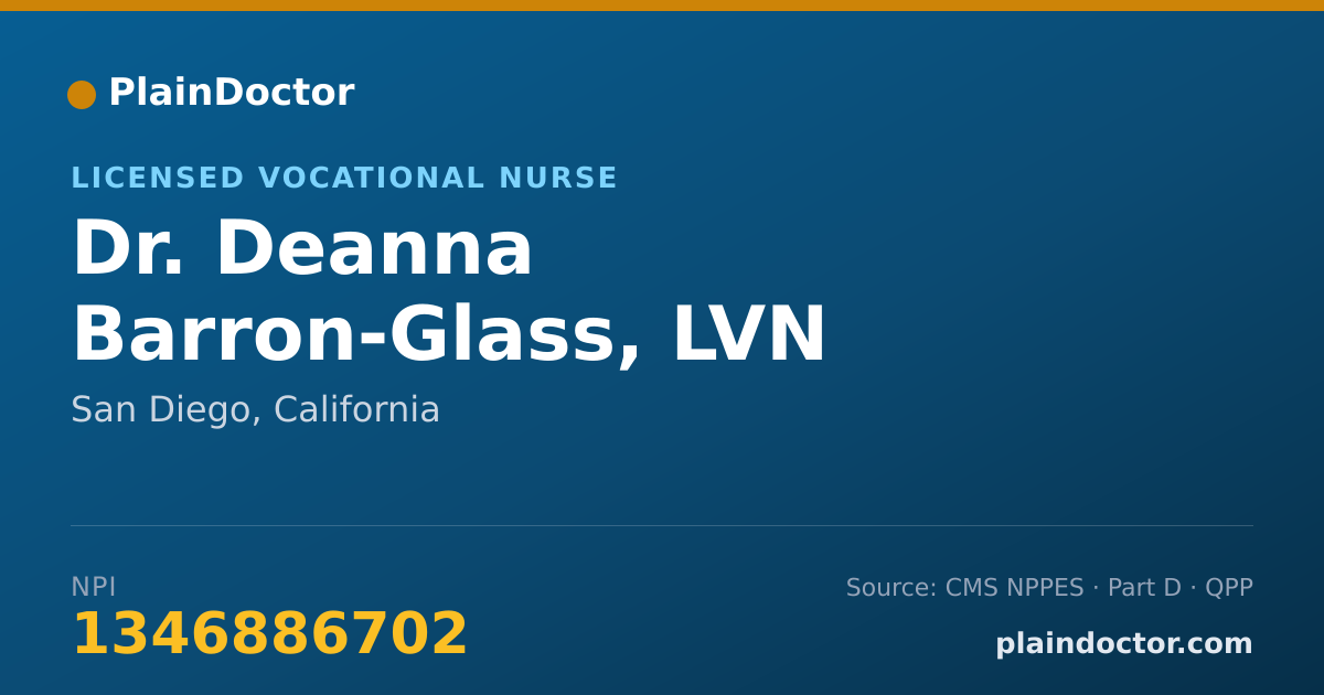 Shareable card for Deanna Barron-Glass, LVN - Licensed Vocational Nurse, San Diego, CA