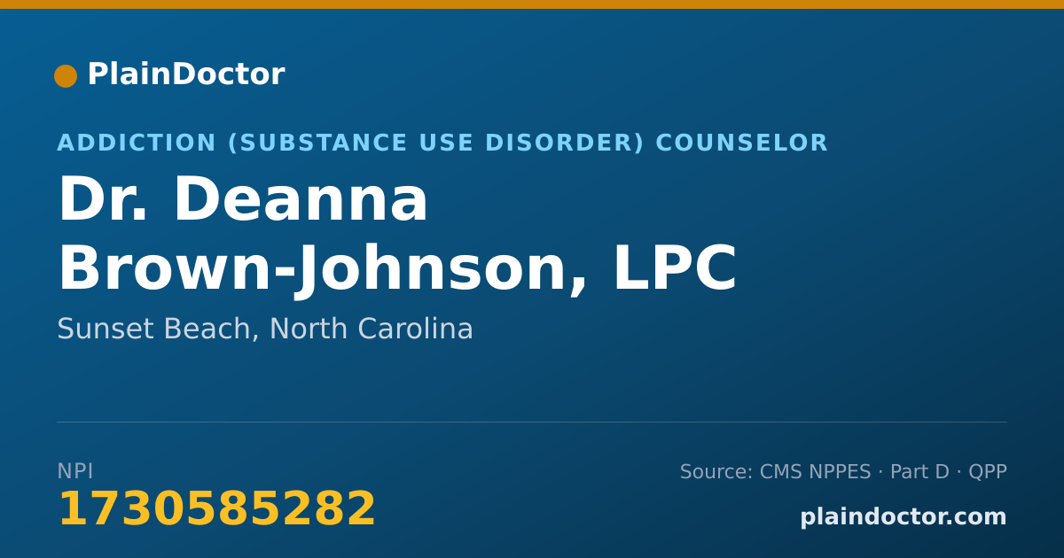 Shareable card for Deanna Brown-Johnson, LPC - Addiction (Substance Use Disorder) Counselor, Sunset Beach, NC