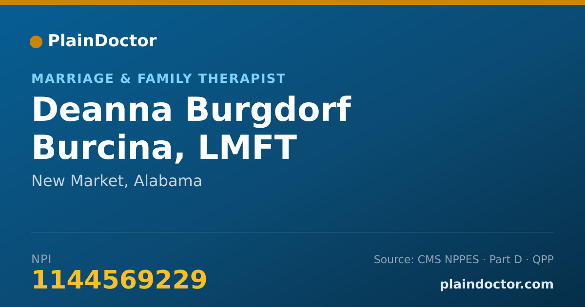 Shareable card for Deanna Burgdorf Burcina, LMFT - Marriage & Family Therapist, New Market, AL