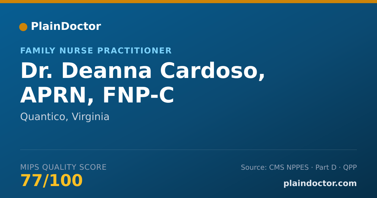 Shareable card for Deanna Cardoso, APRN, FNP-C - Family Nurse Practitioner, Quantico, VA
