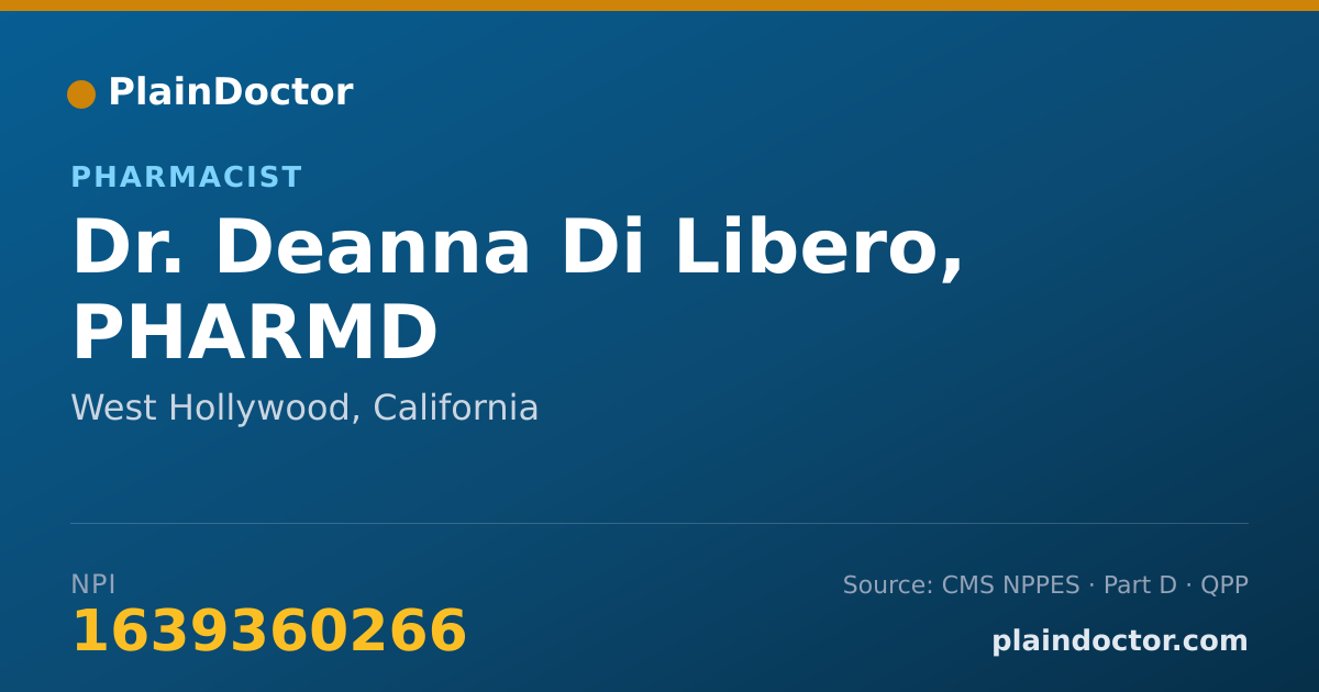 Shareable card for Deanna Di Libero, PHARMD - Pharmacist, West Hollywood, CA