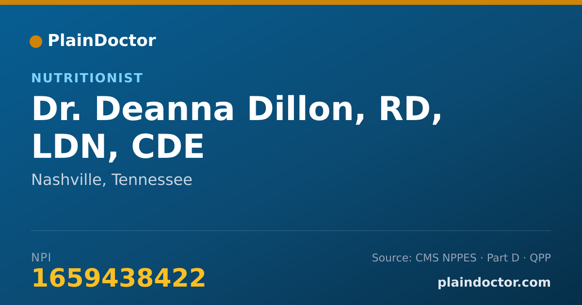 Shareable card for Deanna Dillon, RD, LDN, CDE - Nutritionist, Nashville, TN