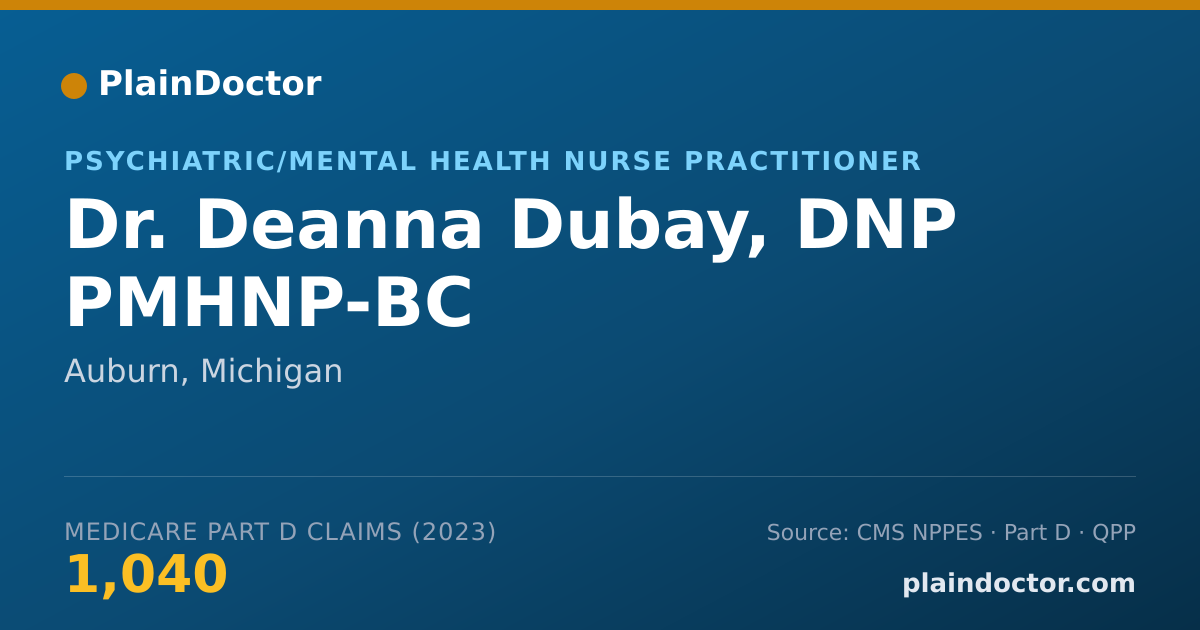 Shareable card for Deanna Dubay, DNP PMHNP-BC - Psychiatric/Mental Health Nurse Practitioner, Auburn, MI