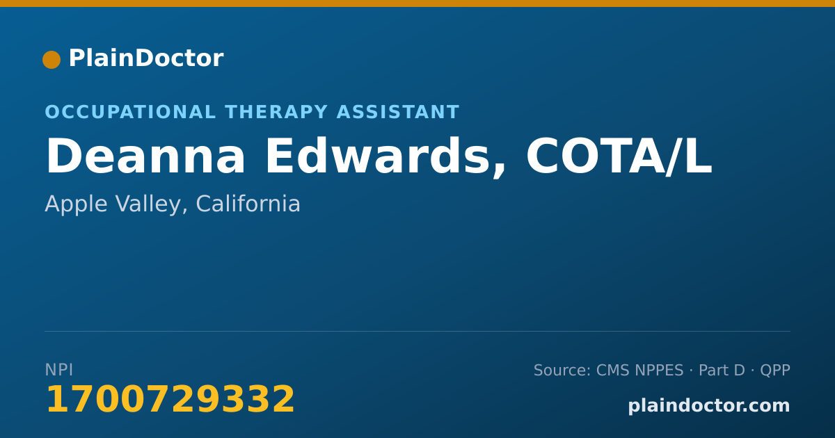 Shareable card for Deanna Edwards, COTA/L - Occupational Therapy Assistant, Apple Valley, CA