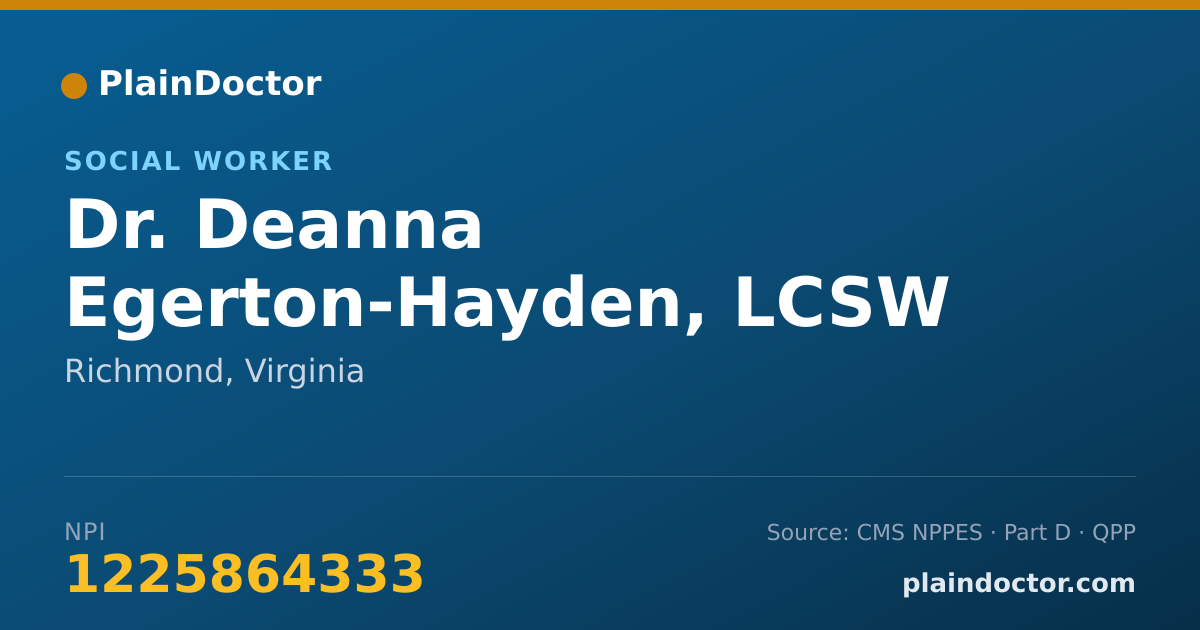 Shareable card for Deanna Egerton-Hayden, LCSW - Social Worker, Richmond, VA