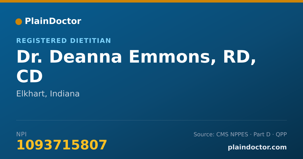 Shareable card for Deanna Emmons, RD, CD - Registered Dietitian, Elkhart, IN