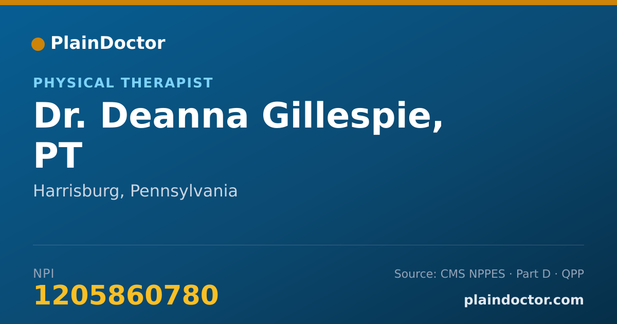 Shareable card for Deanna Gillespie, PT - Physical Therapist, Harrisburg, PA