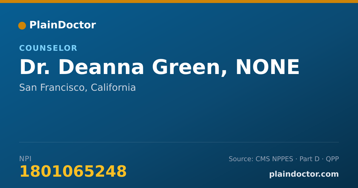 Shareable card for Deanna Green, NONE - Counselor, San Francisco, CA
