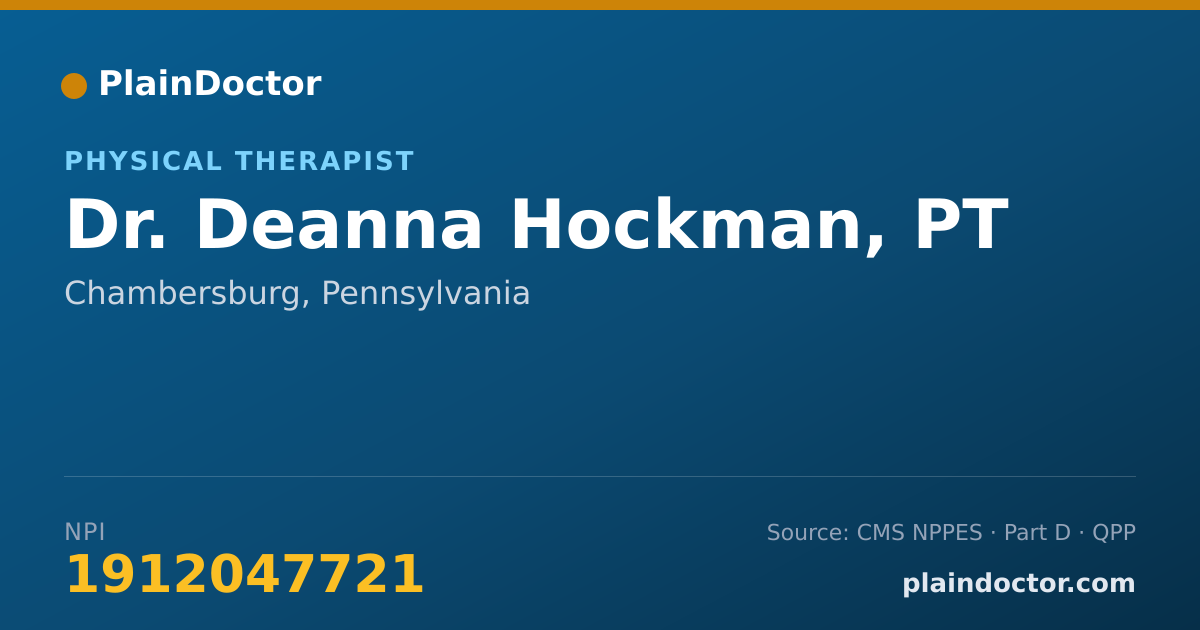 Shareable card for Deanna Hockman, PT - Physical Therapist, Chambersburg, PA