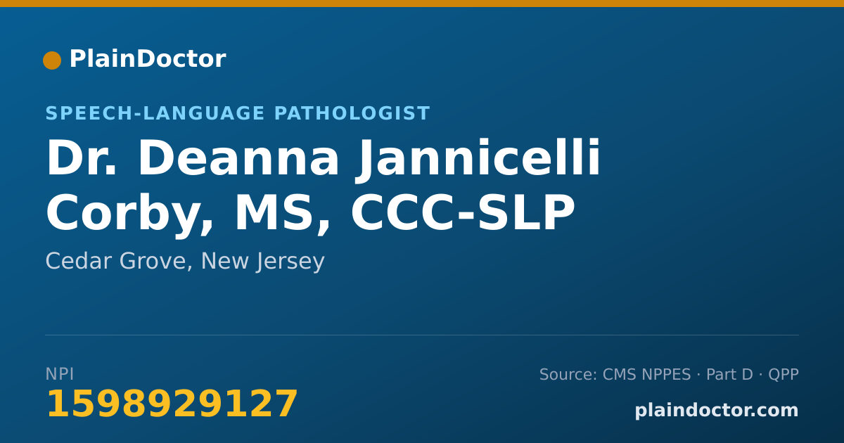 Shareable card for Deanna Jannicelli Corby, MS, CCC-SLP - Speech-Language Pathologist, Cedar Grove, NJ