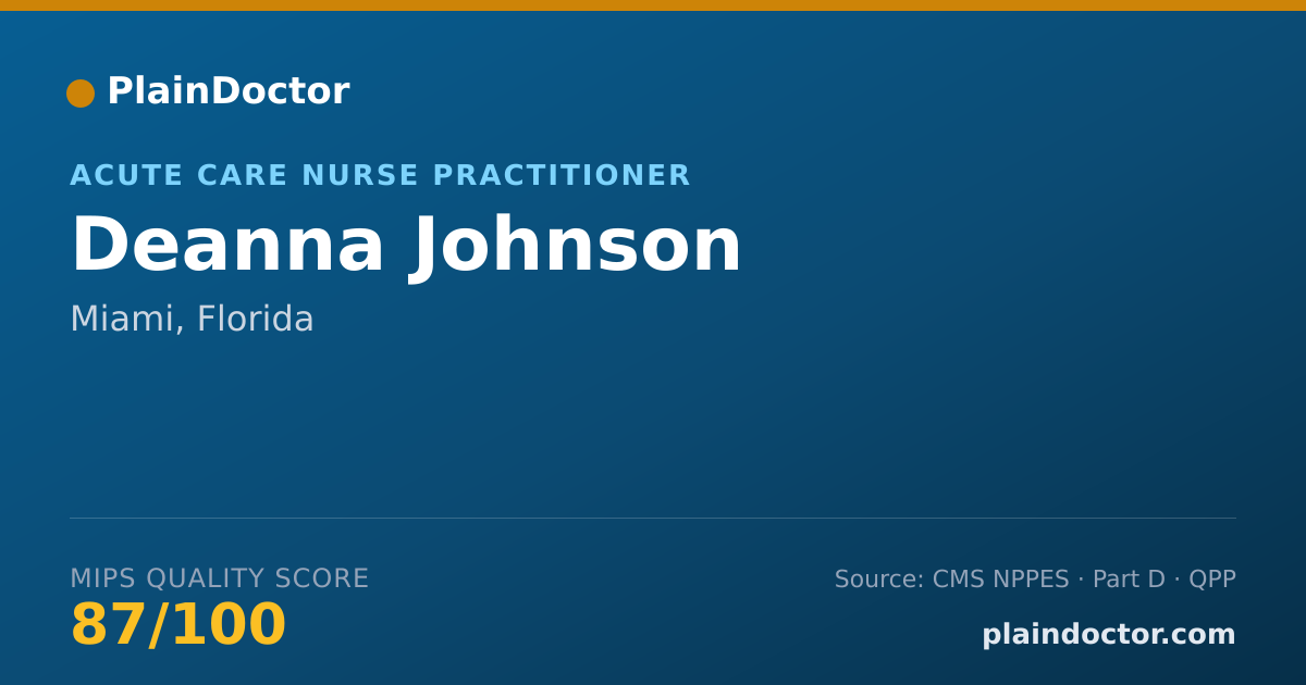 Shareable card for Deanna Johnson - Acute Care Nurse Practitioner, Miami, FL