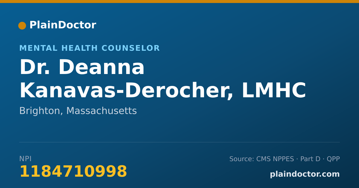 Shareable card for Deanna Kanavas-Derocher, LMHC - Mental Health Counselor, Brighton, MA
