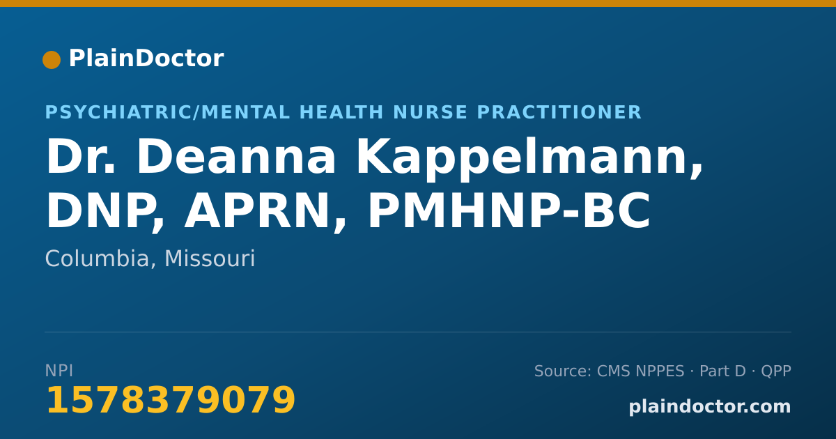 Shareable card for Deanna Kappelmann, DNP, APRN, PMHNP-BC - Psychiatric/Mental Health Nurse Practitioner, Columbia, MO