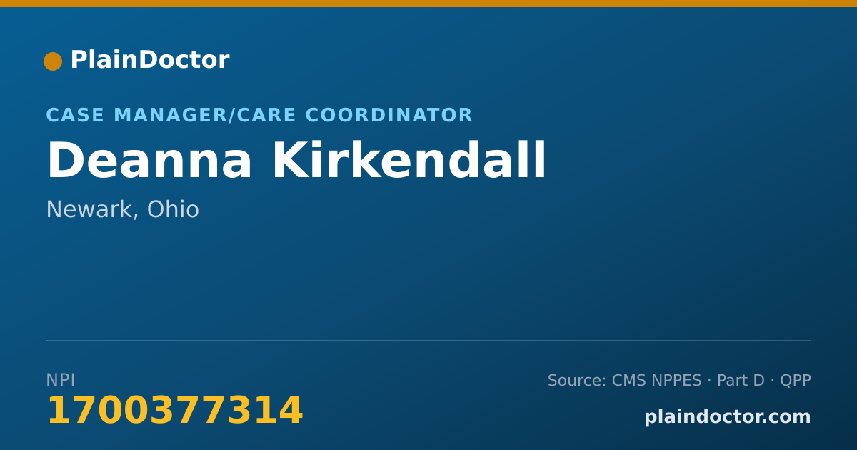 Shareable card for Deanna Kirkendall - Case Manager/Care Coordinator, Newark, OH