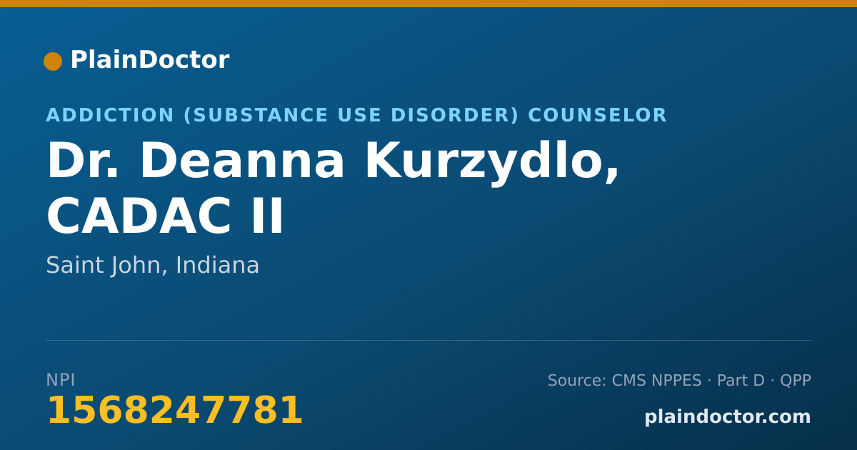 Shareable card for Deanna Kurzydlo, CADAC II - Addiction (Substance Use Disorder) Counselor, Saint John, IN