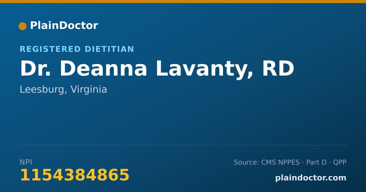Shareable card for Deanna Lavanty, RD - Registered Dietitian, Leesburg, VA