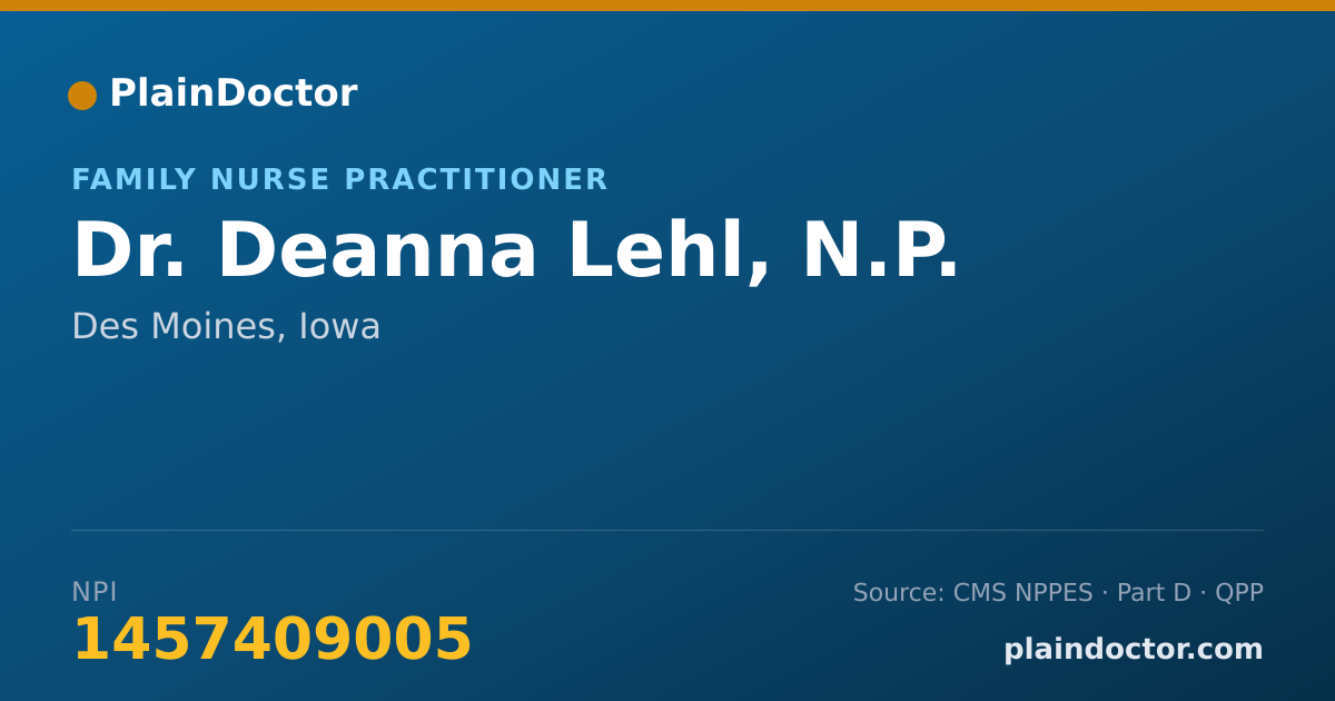 Shareable card for Deanna Lehl, N.P. - Family Nurse Practitioner, Des Moines, IA