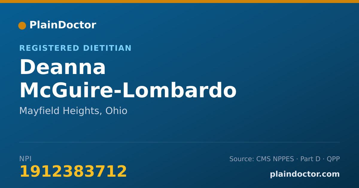 Shareable card for Deanna McGuire-Lombardo - Registered Dietitian, Mayfield Heights, OH
