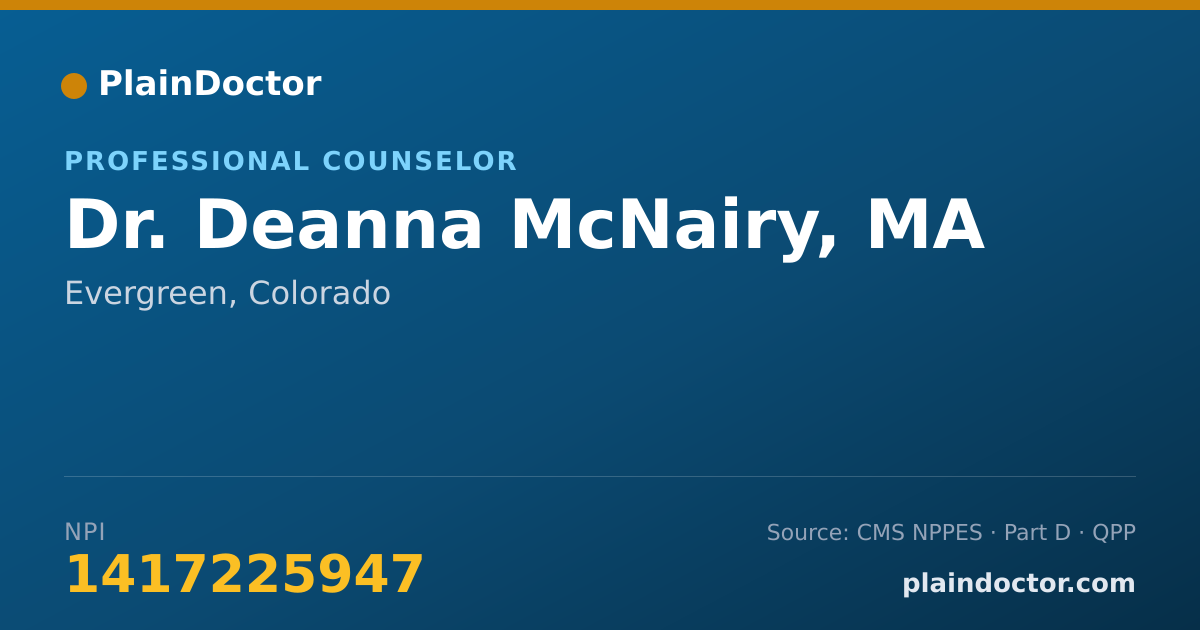 Shareable card for Deanna McNairy, MA - Professional Counselor, Evergreen, CO