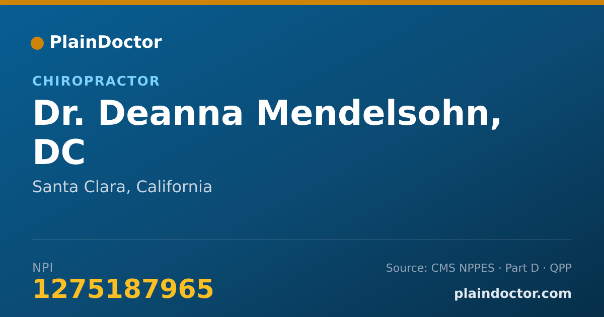 Shareable card for Deanna Mendelsohn, DC - Chiropractor, Santa Clara, CA