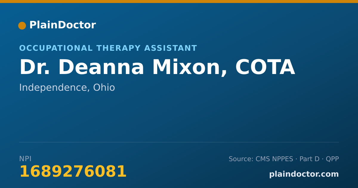 Shareable card for Deanna Mixon, COTA - Occupational Therapy Assistant, Independence, OH