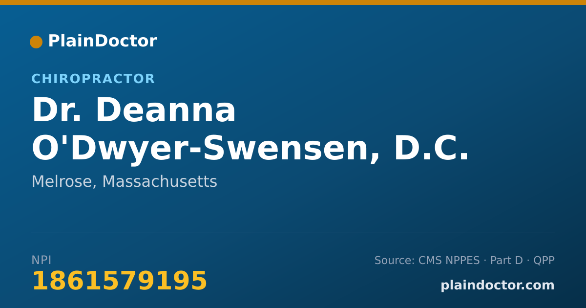 Shareable card for Deanna O'Dwyer-Swensen, D.C. - Chiropractor, Melrose, MA