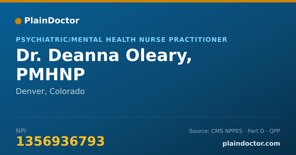 Shareable card for Deanna Oleary, PMHNP - Psychiatric/Mental Health Nurse Practitioner, Denver, CO