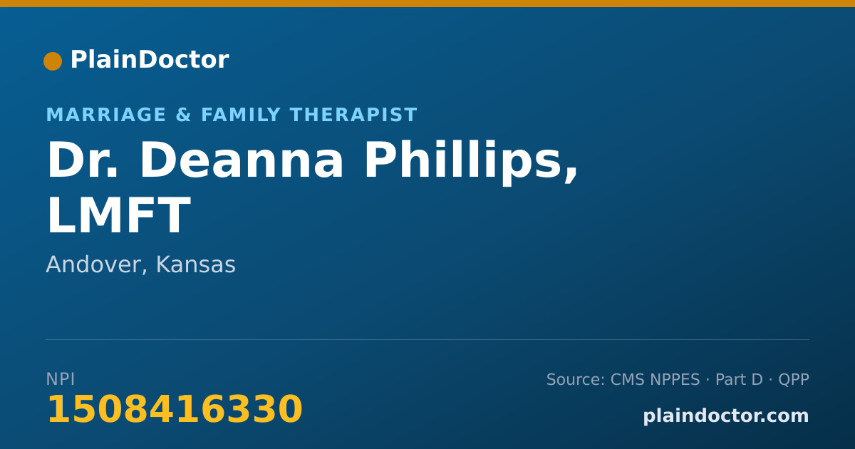 Shareable card for Deanna Phillips, LMFT - Marriage & Family Therapist, Andover, KS