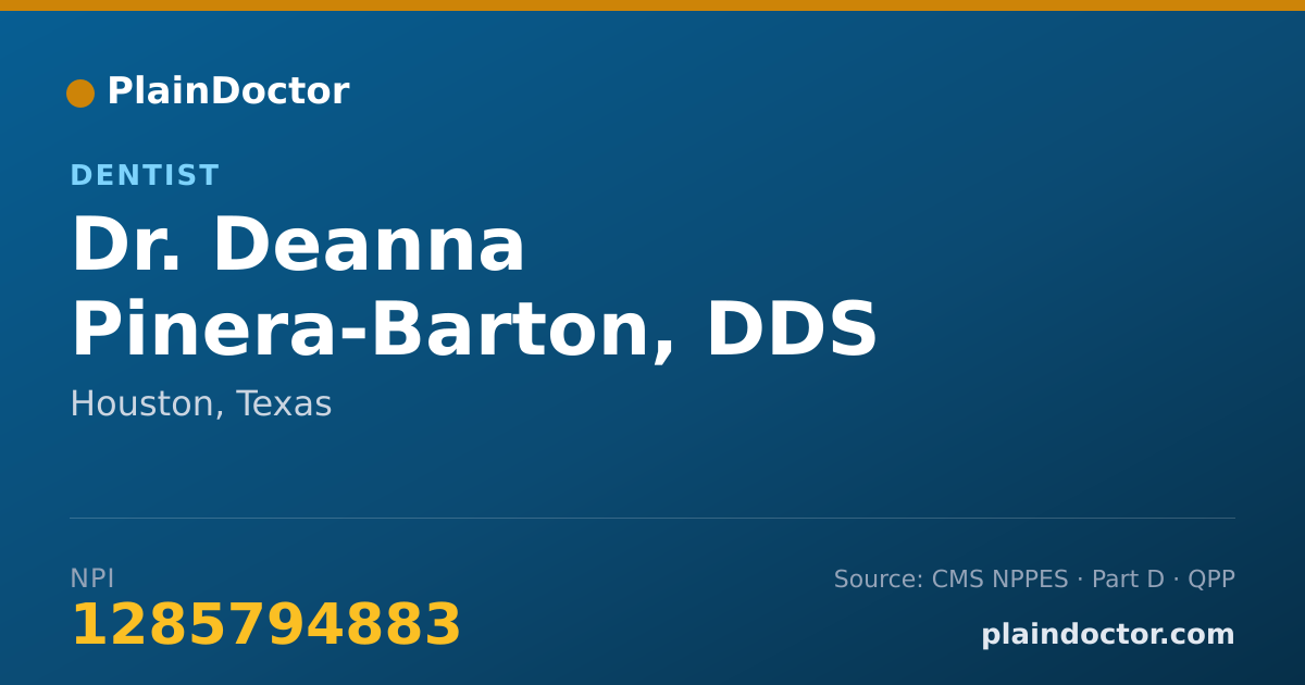 Shareable card for Deanna Pinera-Barton, DDS - Dentist, Houston, TX