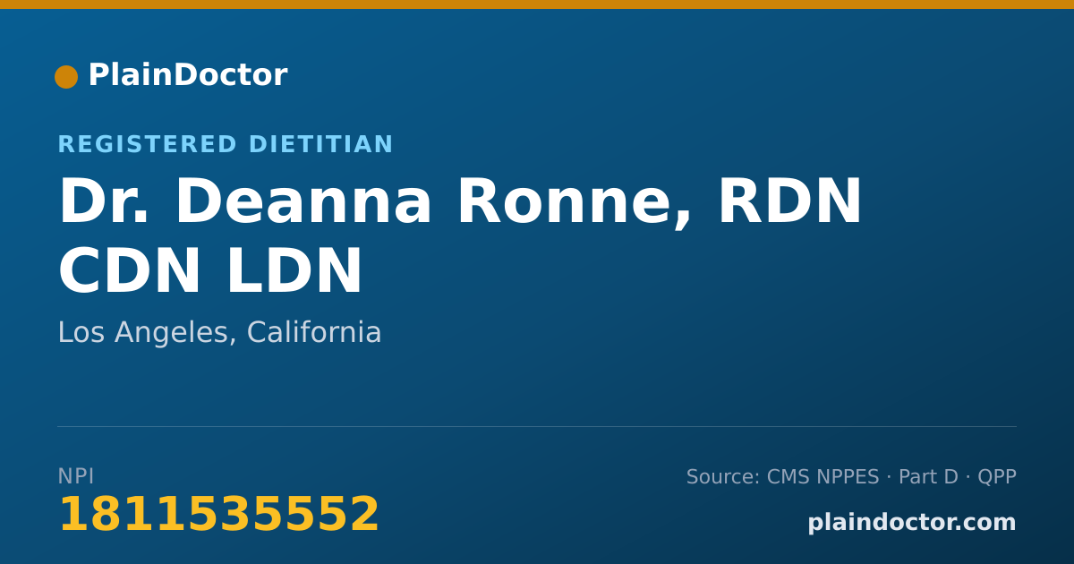 Shareable card for Deanna Ronne, RDN CDN LDN - Registered Dietitian, Los Angeles, CA