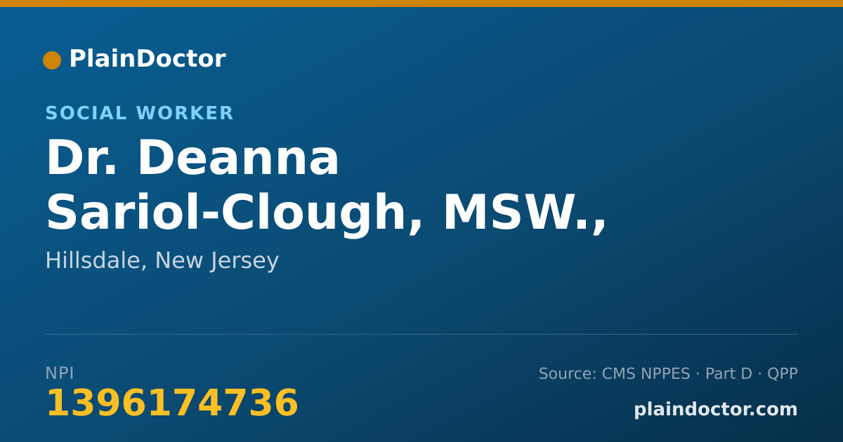 Shareable card for Deanna Sariol-Clough, MSW., LSW - Social Worker, Hillsdale, NJ