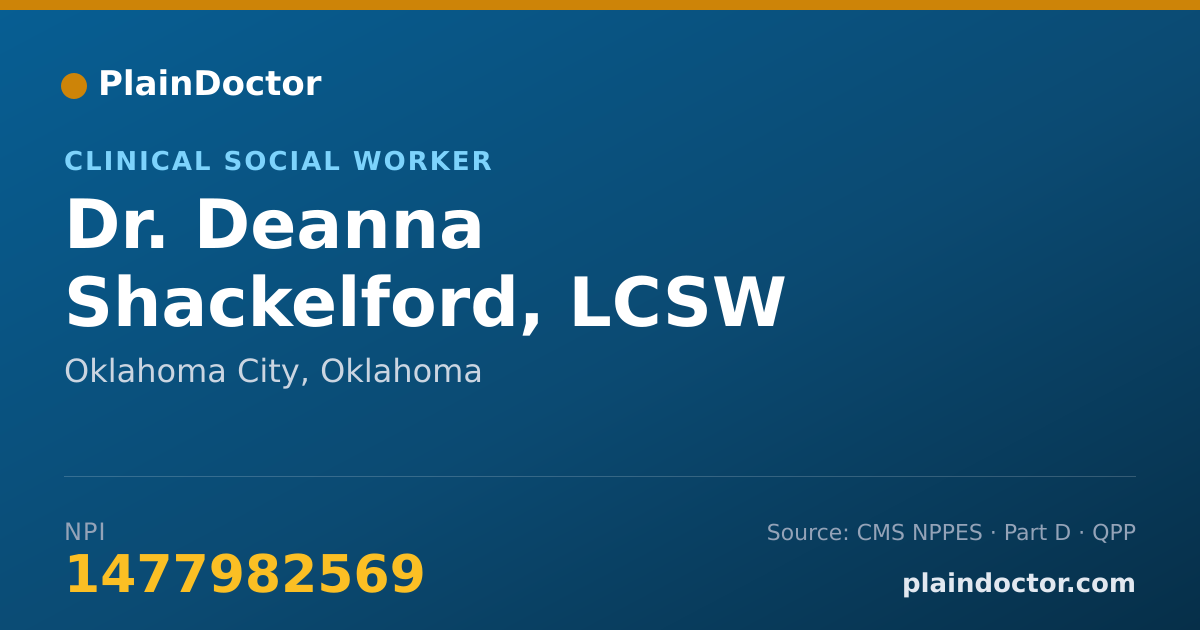 Shareable card for Deanna Shackelford, LCSW - Clinical Social Worker, Oklahoma City, OK