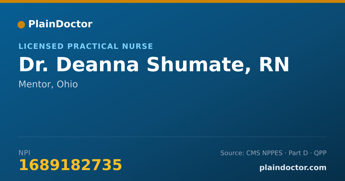 Shareable card for Deanna Shumate, RN - Licensed Practical Nurse, Mentor, OH