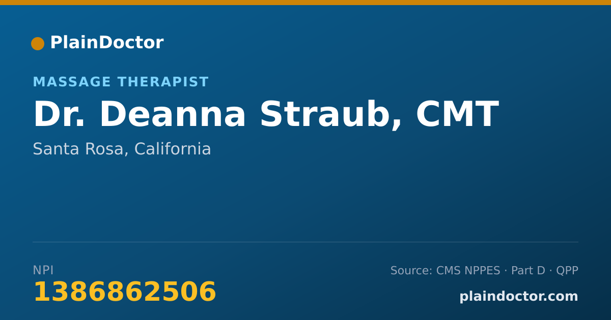 Shareable card for Deanna Straub, CMT - Massage Therapist, Santa Rosa, CA