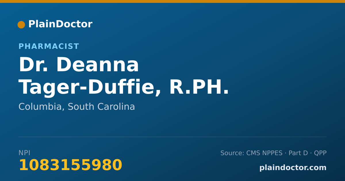 Shareable card for Deanna Tager-Duffie, R.PH. - Pharmacist, Columbia, SC