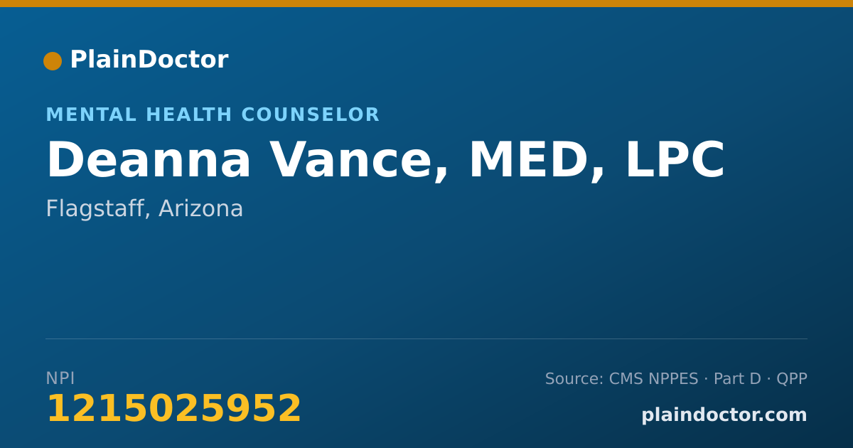 Shareable card for Deanna Vance, MED, LPC - Mental Health Counselor, Flagstaff, AZ
