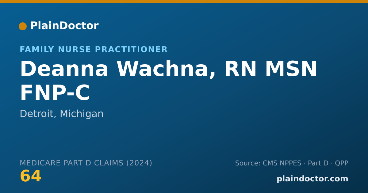 Shareable card for Deanna Wachna, RN MSN FNP-C - Family Nurse Practitioner, Detroit, MI