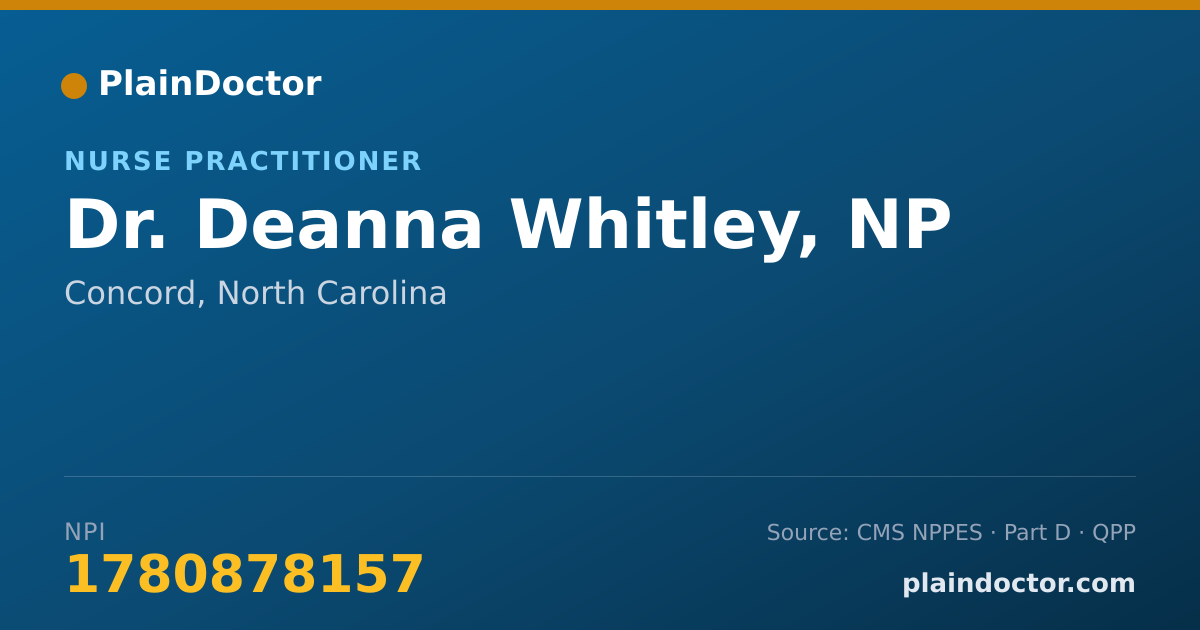 Shareable card for Deanna Whitley, NP - Nurse Practitioner, Concord, NC