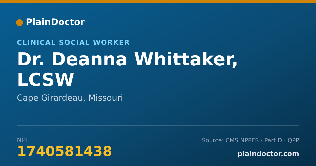 Shareable card for Deanna Whittaker, LCSW - Clinical Social Worker, Cape Girardeau, MO