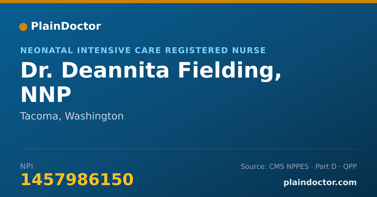 Shareable card for Deannita Fielding, NNP - Neonatal Intensive Care Registered Nurse, Tacoma, WA