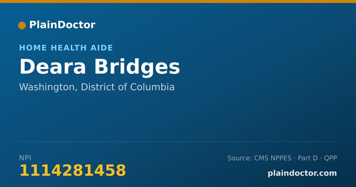 Shareable card for Deara Bridges - Home Health Aide, Washington, DC