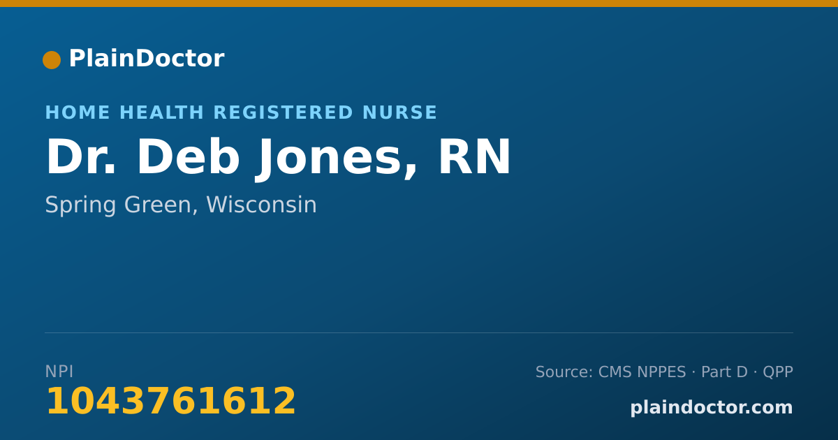 Shareable card for Deb Jones, RN - Home Health Registered Nurse, Spring Green, WI