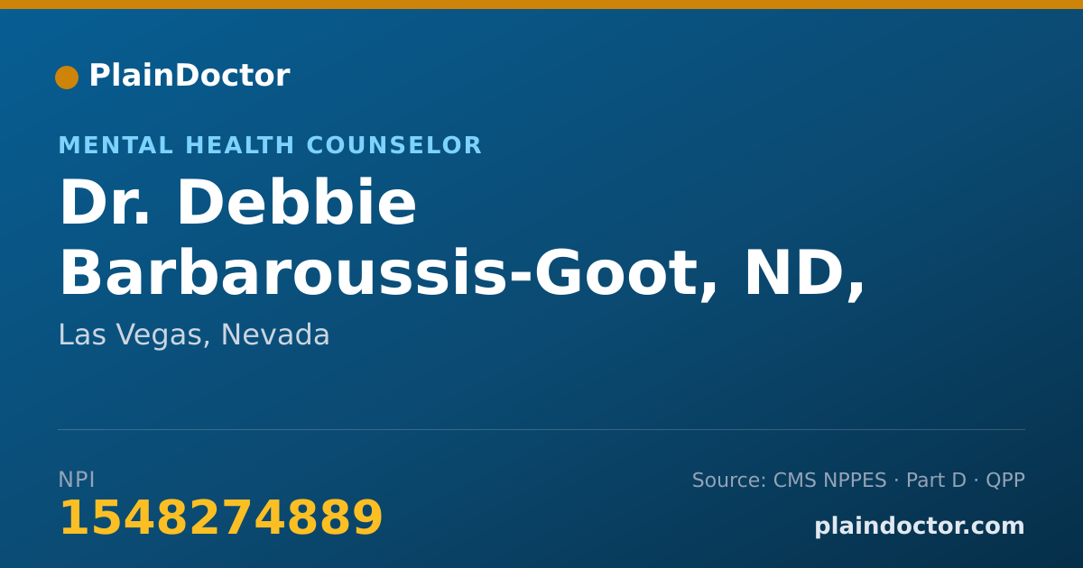 Shareable card for Debbie Barbaroussis-Goot, ND, LMFT, CWC - Mental Health Counselor, Las Vegas, NV